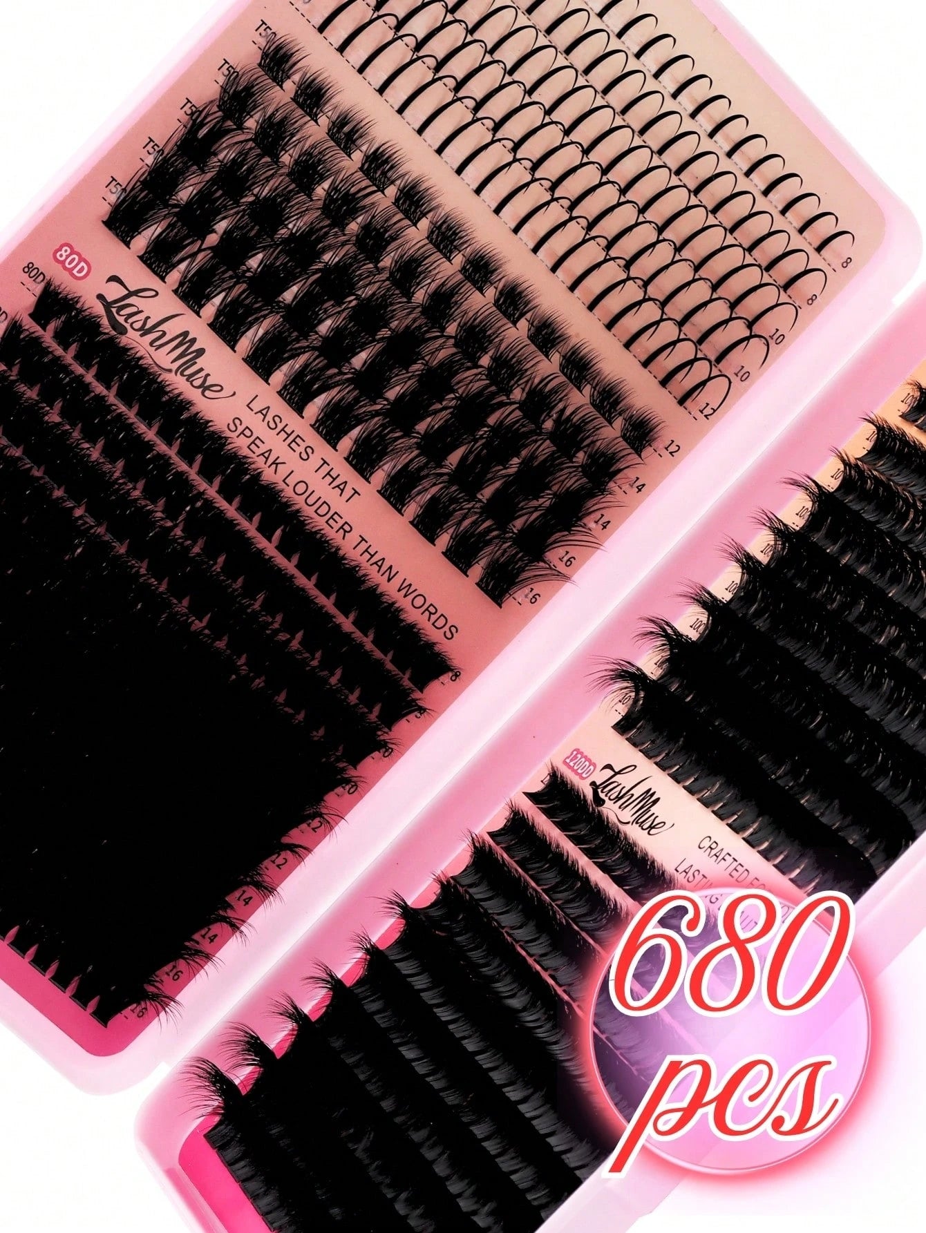 1360PCS/680PCS DD Curl Lash Clusters Kit With Ultra-Dense, Waterproof, Long-Lasting Lashes, Velure, Fairy, Flora, Muse Styles, 50D/80D/100D/120D, Hybrid Volume Look, Beginner-Friendly,Includes Lash Gl