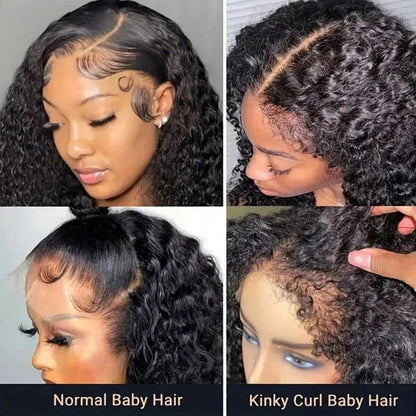 13x4 Jerry Curly Lace Front Wigs Human Hair-Brazilian Human Hair Wig Natural Full Edges Lace Pre-Plucked Lace Wig With Baby Hair For Women Ear To Ear HD Lace For Natural Color