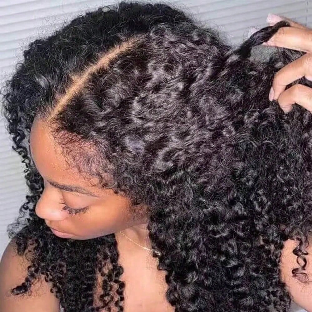 13x4 Jerry Curly Lace Front Wigs Human Hair-Brazilian Human Hair Wig Natural Full Edges Lace Pre-Plucked Lace Wig With Baby Hair For Women Ear To Ear HD Lace For Natural Color