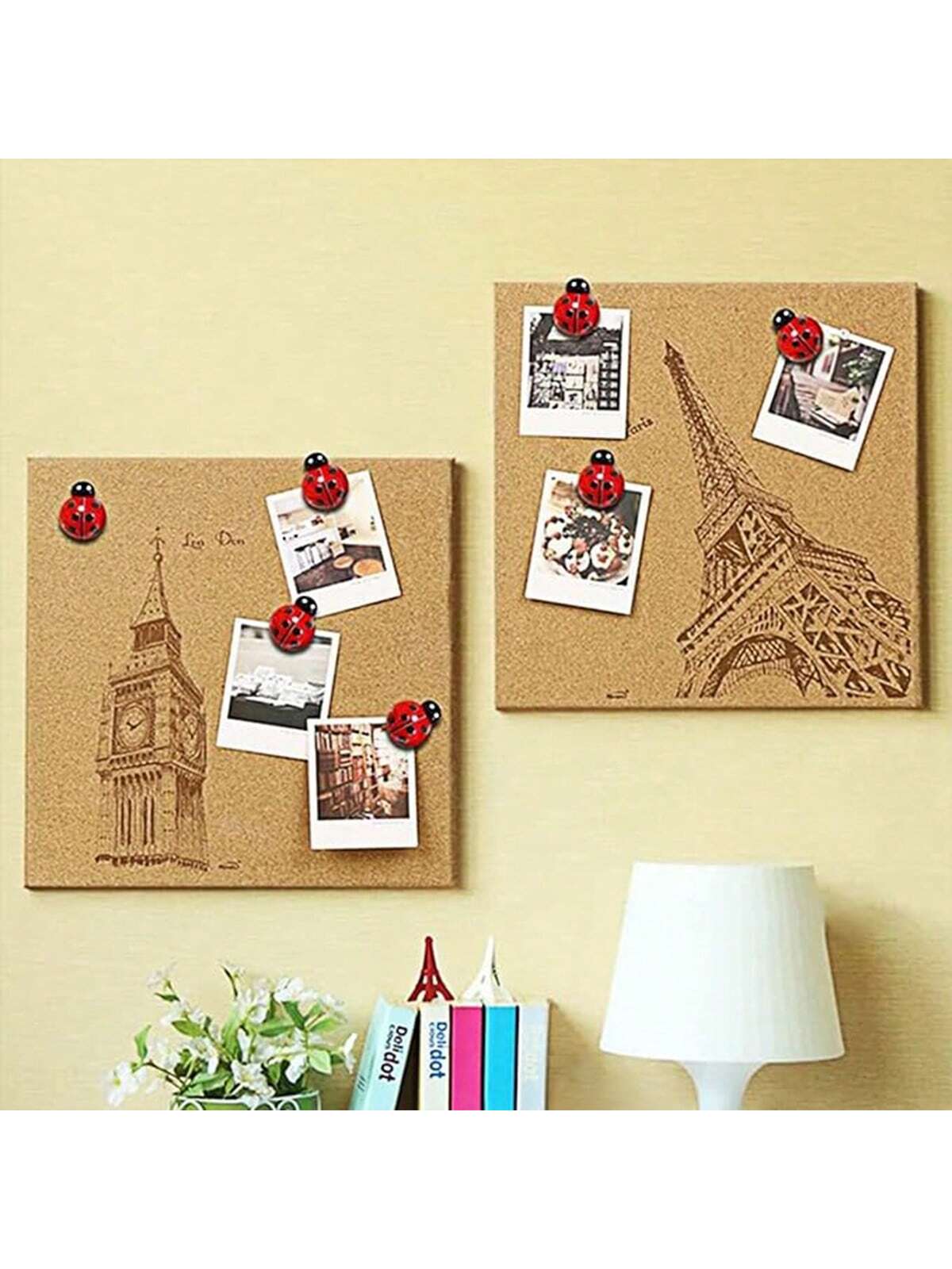 15/25pcs Ladybird/Ladybug Thumb Tacks Decorative Paper Photo Memo Note Pins, Multifunctional Cork Board Office Accessories For Photo Wall, Feature Wall, Whiteboard, Cork Board, Map, Bulletin Board, Of