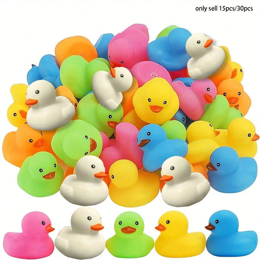 15/30pcs Colorful Rubber Duck Toys, Suitable For Children And Toddlers, Can Be Used For Bathing, Birthday, Baby Shower, Classroom Activities, Summer Beach And Pool Activities, Ideal For Children's Toy