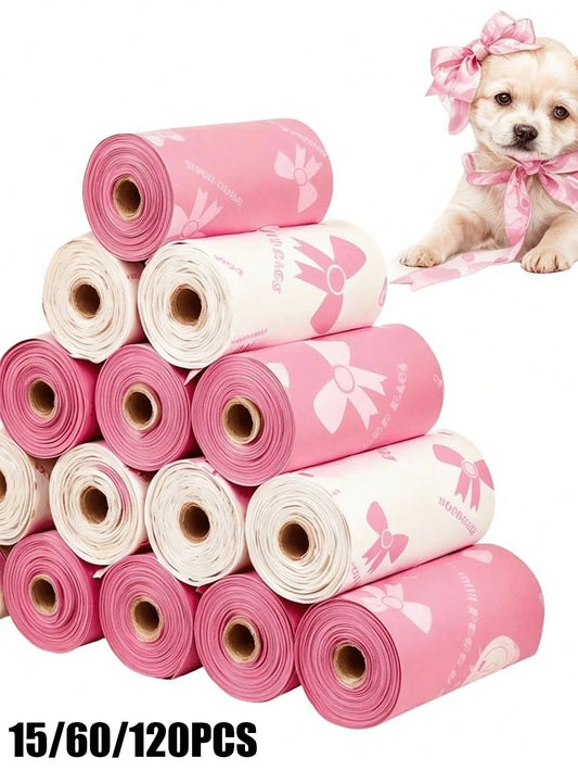 15/60/120pcs Thickened Pet Waste Bags, Leak-Proof Polyethylene Trash Bags With Unique Patterns, Beautiful Colors For Dogs And Cats, Multi-Purpose Cleaning Bags, Holiday Gift And Christmas Surprise