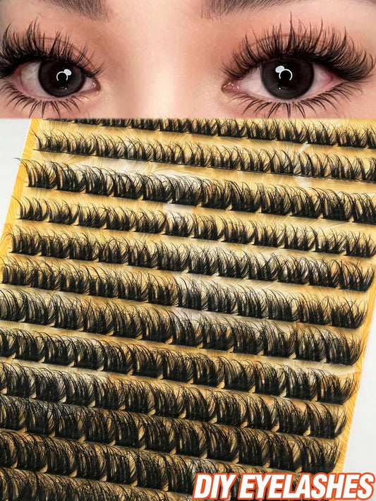 156 Clusters Of False Eyelashes, Natural D-Curl, Reusable, Suitable For Beginners, 10-16 Mm In Length, Fluffy Cluster False Eyelashes, DIY Eyelash Extensions, Eyelash Clumps, Freestanding False Eyelas