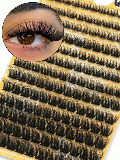 156 Clusters Of False Eyelashes, Natural D-Curl, Reusable, Suitable For Beginners, 10-16 Mm In Length, Fluffy Cluster False Eyelashes, DIY Eyelash Extensions, Eyelash Clumps, Freestanding False Eyelas