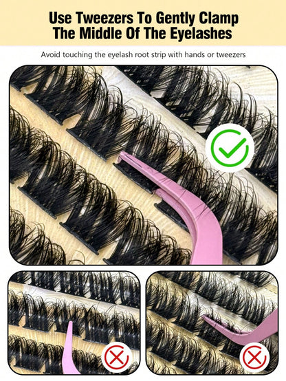 156 Clusters Of False Eyelashes, Natural D-Curl, Reusable, Suitable For Beginners, 10-16 Mm In Length, Fluffy Cluster False Eyelashes, DIY Eyelash Extensions, Eyelash Clumps, Freestanding False Eyelas