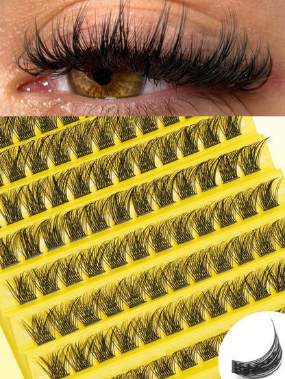 156 Clusters Of False Eyelashes, Natural D-Curl, Reusable, Suitable For Beginners, 10-16 Mm In Length, Fluffy Cluster False Eyelashes, DIY Eyelash Extensions, Eyelash Clumps, Freestanding False Eyelas