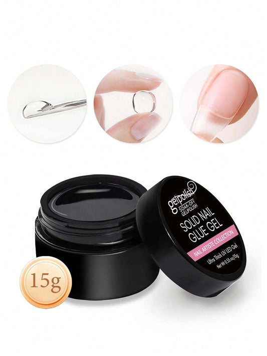 15g 1Pc Solid Builder Gel For Nails, Extension Hard Nail Gel, Non-Sticky Hand Nail Sculpture Gel, Acrylic Extend Nail Gel For Nail Art Rhinestone Crystals Flower Nail Salon At Home