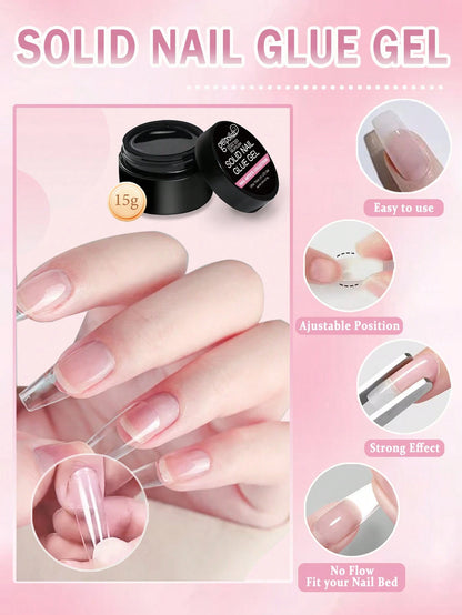 15g 1Pc Solid Builder Gel For Nails, Extension Hard Nail Gel, Non-Sticky Hand Nail Sculpture Gel, Acrylic Extend Nail Gel For Nail Art Rhinestone Crystals Flower Nail Salon At Home