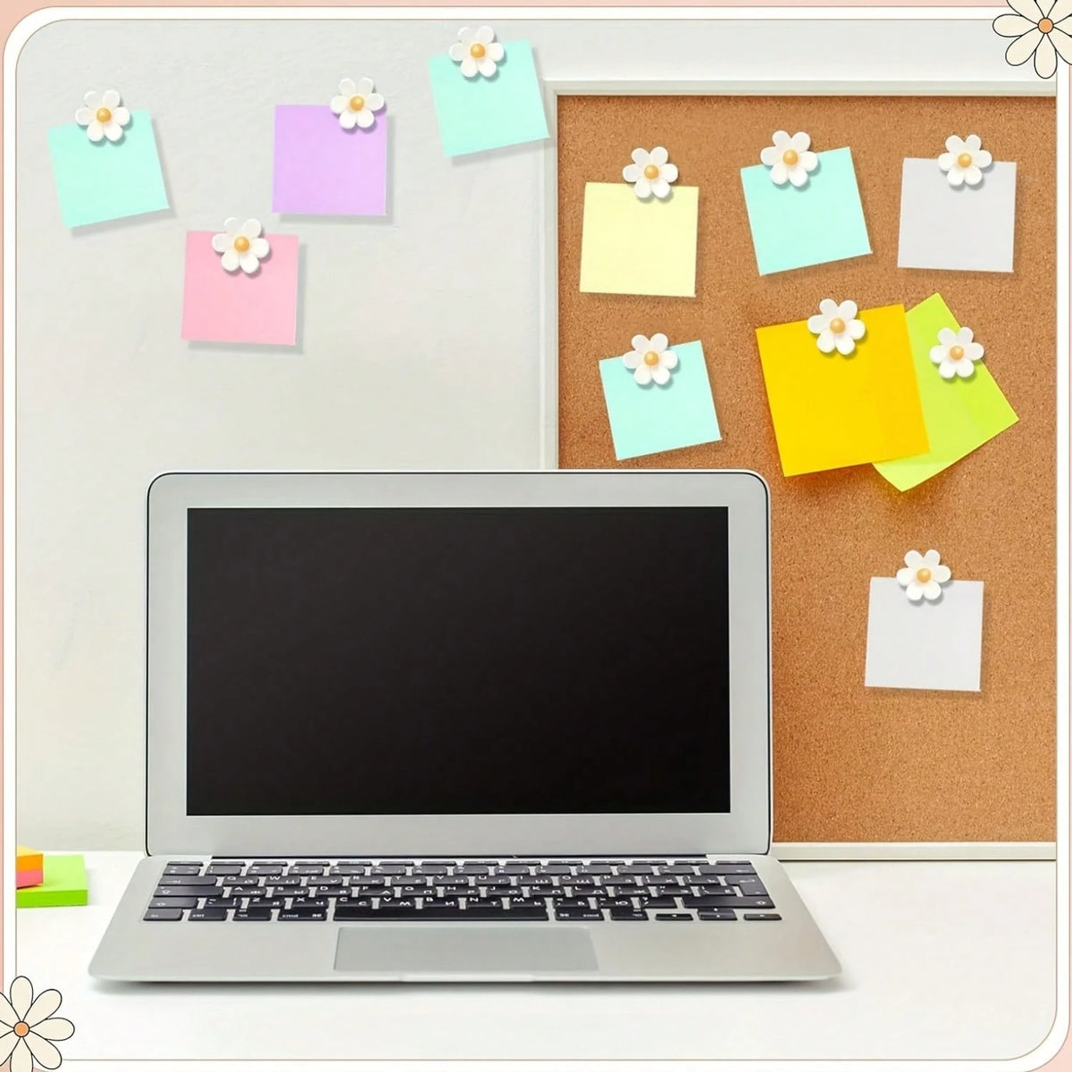 15pcs/30pcs Pastel Colors Cute Floral Push Pins- Brown, Beige, Green, Sewing, Office- Assorted Sizes & Shapes, Cute Pins