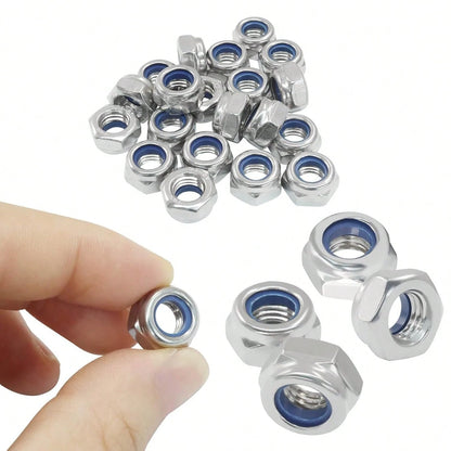 162pcs Stainless Steel Nylon Insert Hex Lock Nuts, M4/M5/M6/M8/M10 Self-Locking Hexagon Nuts, For Maintenance And Installation