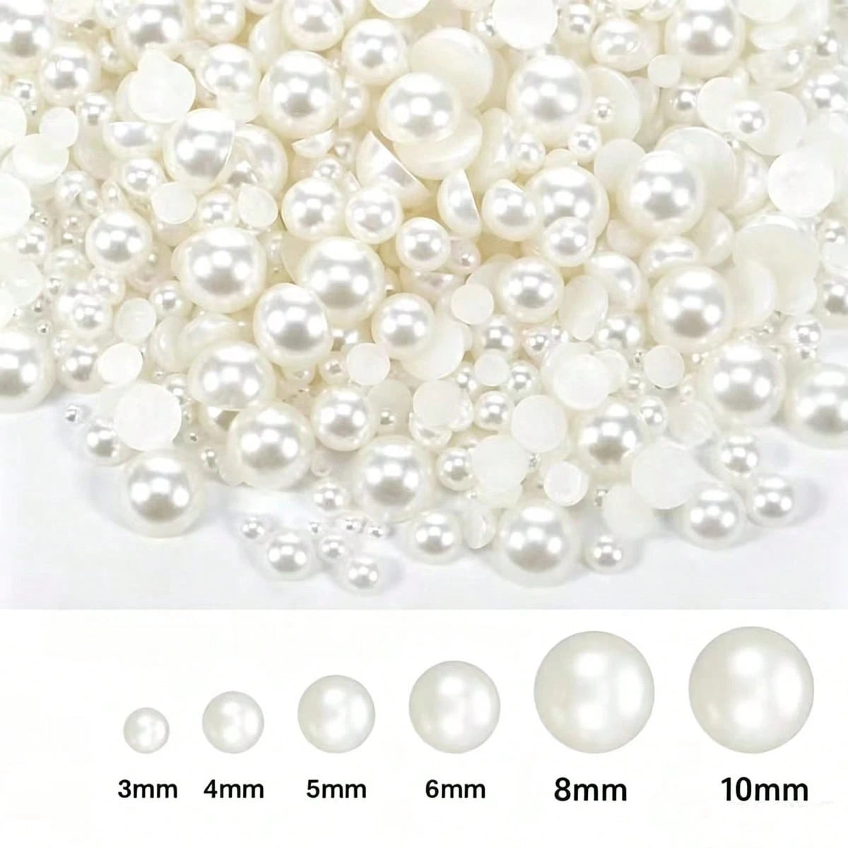 1680pcs 3-10mm Mixed Flat Back Half Round Pearls, DIY Decoration, DIY Jewelry Making Materials, DIY Crafts, Used For DIY Jewelry Handmade Crafts, Phone Cases, Makeup Mirrors, Cups, Shoe Decorations
