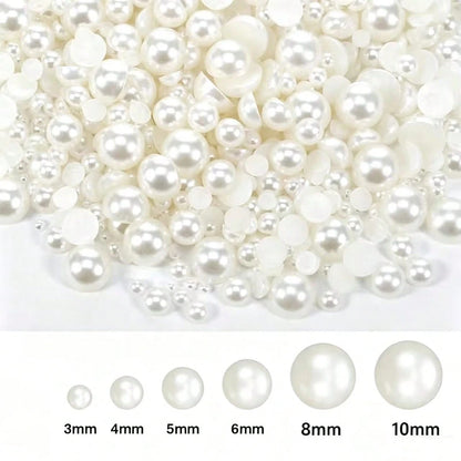 1680pcs 3-10mm Mixed Flat Back Half Round Pearls, DIY Decoration, DIY Jewelry Making Materials, DIY Crafts, Used For DIY Jewelry Handmade Crafts, Phone Cases, Makeup Mirrors, Cups, Shoe Decorations