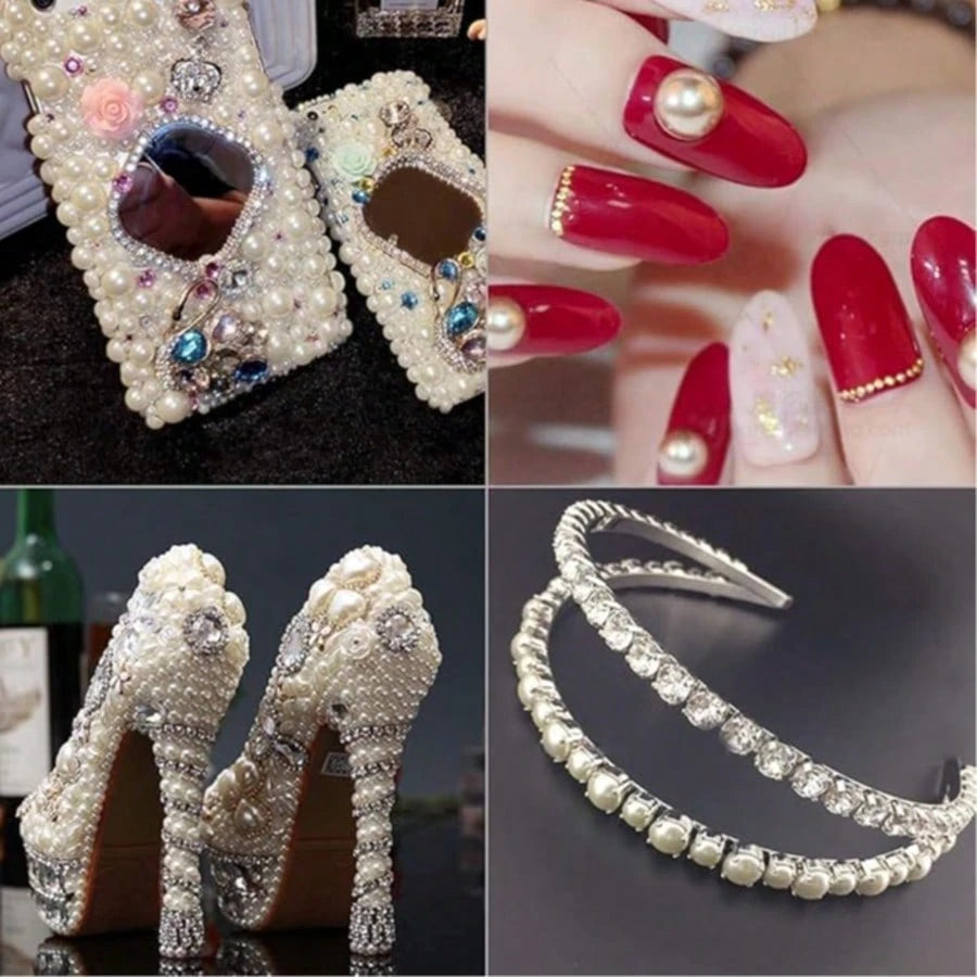 1680pcs 3-10mm Mixed Flat Back Half Round Pearls, DIY Decoration, DIY Jewelry Making Materials, DIY Crafts, Used For DIY Jewelry Handmade Crafts, Phone Cases, Makeup Mirrors, Cups, Shoe Decorations