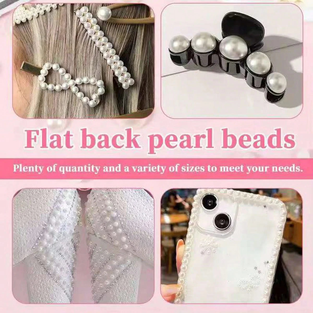 1680pcs 3-10mm Mixed Flat Back Half Round Pearls, DIY Decoration, DIY Jewelry Making Materials, DIY Crafts, Used For DIY Jewelry Handmade Crafts, Phone Cases, Makeup Mirrors, Cups, Shoe Decorations