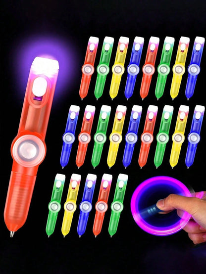 16pcs-3.1in Light Up LED Spinner Rock Pointer Spinner Ballpoint Pen Baby Shower Party Favors, Party Giveaways, Gift Bag Fillers, Birthday Return Gifts (Multicolor),Essential For Christmas Gifts And N