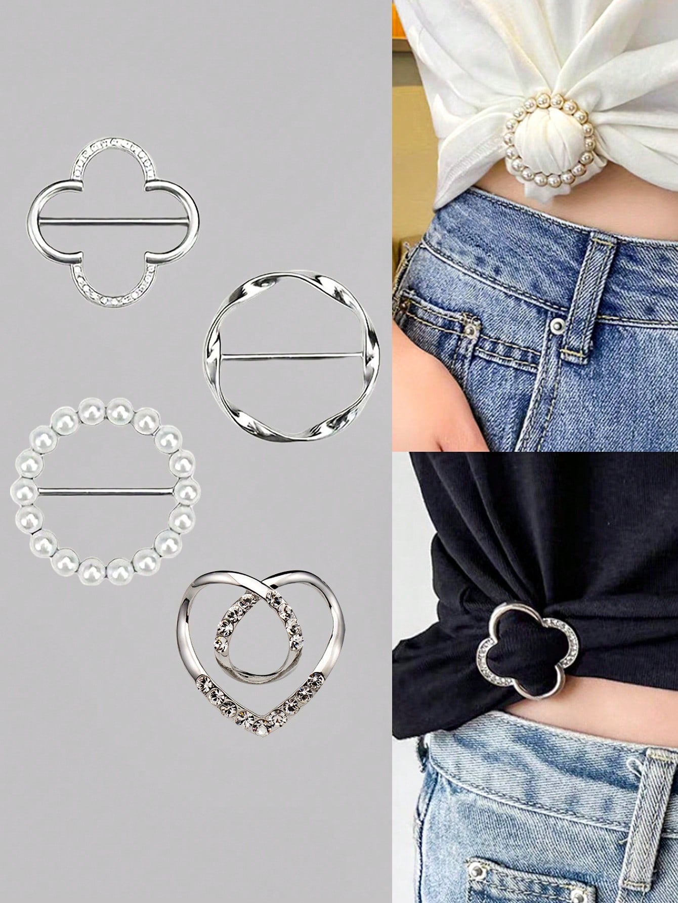 16pcs/8pcs/4pcs Fashion Gold & Silver Scarf Clips, Metal Clothing Corner Knot Clips, Elegant 4pcs Clothing Corner Clips- Fashionable Metal Round Collar Clips For Women Blouses And Dresses, Scarf & Sh