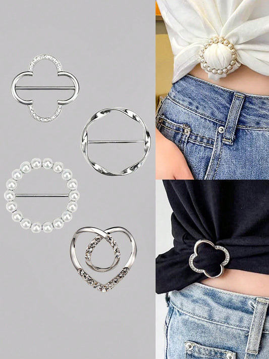 16pcs/8pcs/4pcs Fashion Gold & Silver Scarf Clips, Metal Clothing Corner Knot Clips, Elegant 4pcs Clothing Corner Clips- Fashionable Metal Round Collar Clips For Women Blouses And Dresses, Scarf & Sh