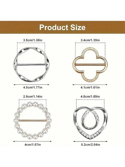16pcs/8pcs/4pcs Fashion Gold & Silver Scarf Clips, Metal Clothing Corner Knot Clips, Elegant 4pcs Clothing Corner Clips- Fashionable Metal Round Collar Clips For Women Blouses And Dresses, Scarf & Sh