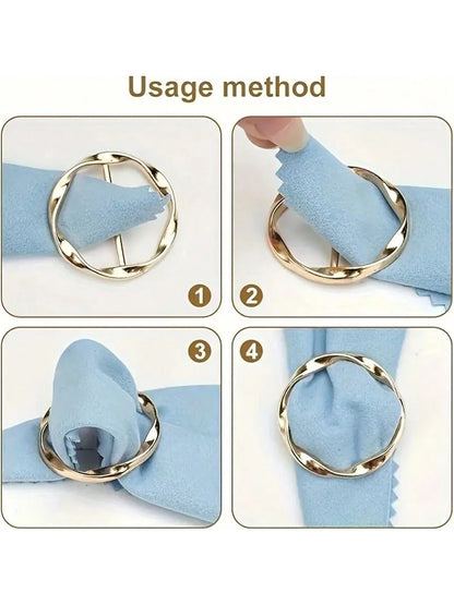 16pcs/8pcs/4pcs Fashion Gold & Silver Scarf Clips, Metal Clothing Corner Knot Clips, Elegant 4pcs Clothing Corner Clips- Fashionable Metal Round Collar Clips For Women Blouses And Dresses, Scarf & Sh