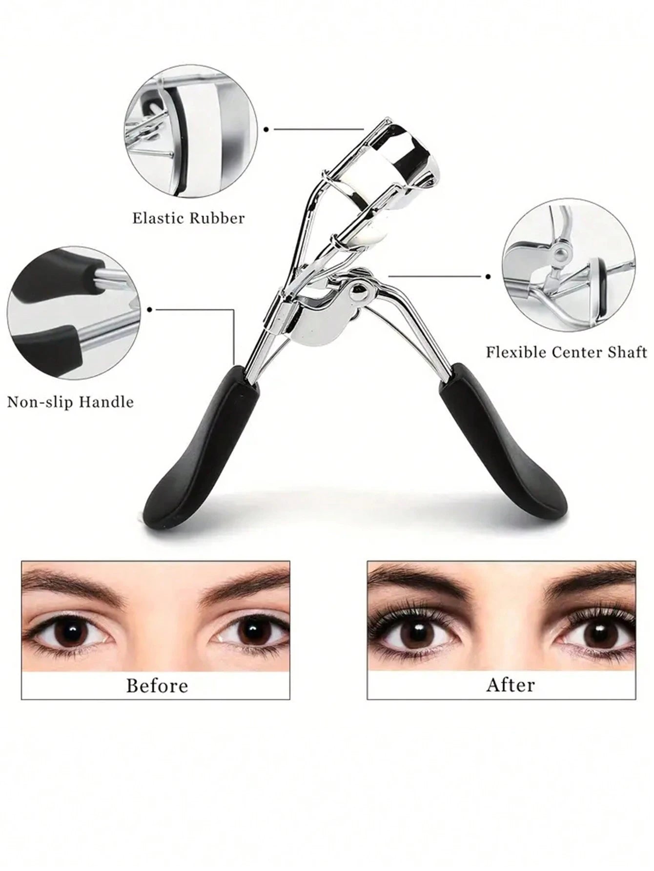 16pcs Stainless Steel Eyelash Curler Set, Include 1pc Lash Curler, 1pc Lash Comb, 2pcs Lash Rollers, 1pc Slanted Dual-Ended Eyebrow Brush, 1pc Eyebrow Brush, And 10pcs Silicone Refill Pads, For Lashes