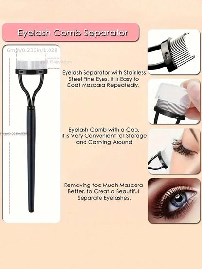16pcs Stainless Steel Eyelash Curler Set, Include 1pc Lash Curler, 1pc Lash Comb, 2pcs Lash Rollers, 1pc Slanted Dual-Ended Eyebrow Brush, 1pc Eyebrow Brush, And 10pcs Silicone Refill Pads, For Lashes