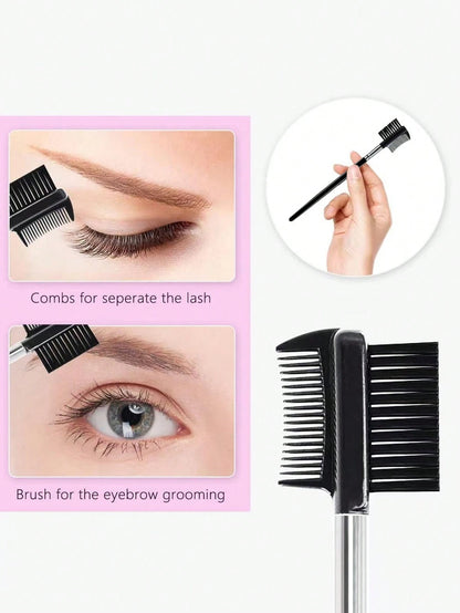 16pcs Stainless Steel Eyelash Curler Set, Include 1pc Lash Curler, 1pc Lash Comb, 2pcs Lash Rollers, 1pc Slanted Dual-Ended Eyebrow Brush, 1pc Eyebrow Brush, And 10pcs Silicone Refill Pads, For Lashes