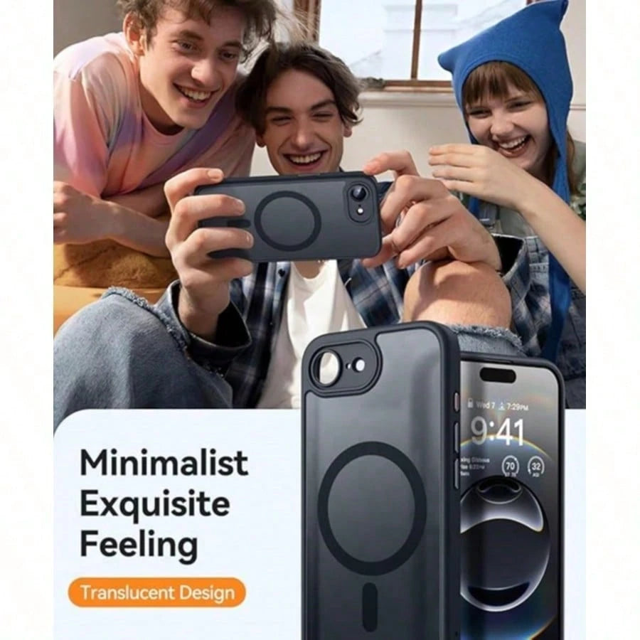 17E 16E 17 Air 16 15 14 13 12 11 Plus Pro Max Matte Translucent Magnetic Phone Case Lens Protection Anti-Drop Protective Shell