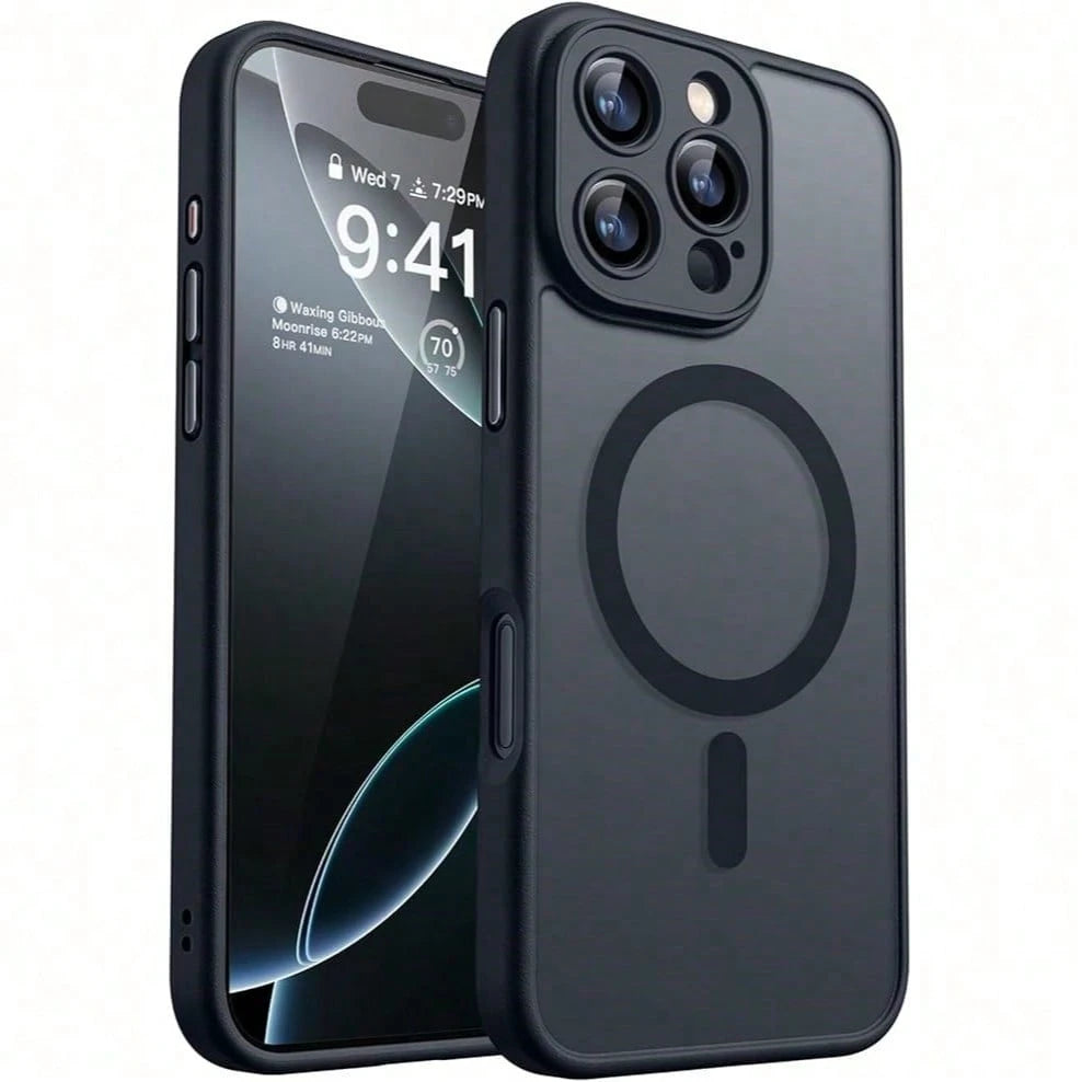 17E 16E 17 Air 16 15 14 13 12 11 Plus Pro Max Matte Translucent Magnetic Phone Case Lens Protection Anti-Drop Protective Shell