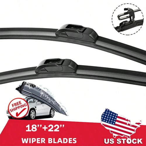 18" & 22" INCH Windshield Wiper Blades Bracketless J-HOOK OEM QUALITY Car Front