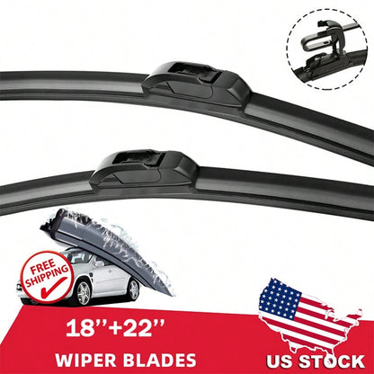 18" & 22" INCH Windshield Wiper Blades Bracketless J-HOOK OEM QUALITY Car Front
