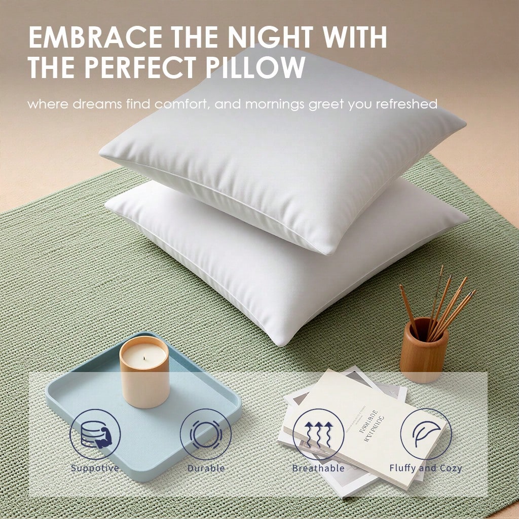 18-Inch 20-Inch 22-Inch Multi-Pack White Pillow Inserts, 2pcs 100% Microfiber Filled. Compatible With Various Pillowcases, Machine Washable & Hypoallergenic, Bohemian Style. Suitable For Beds And Pati