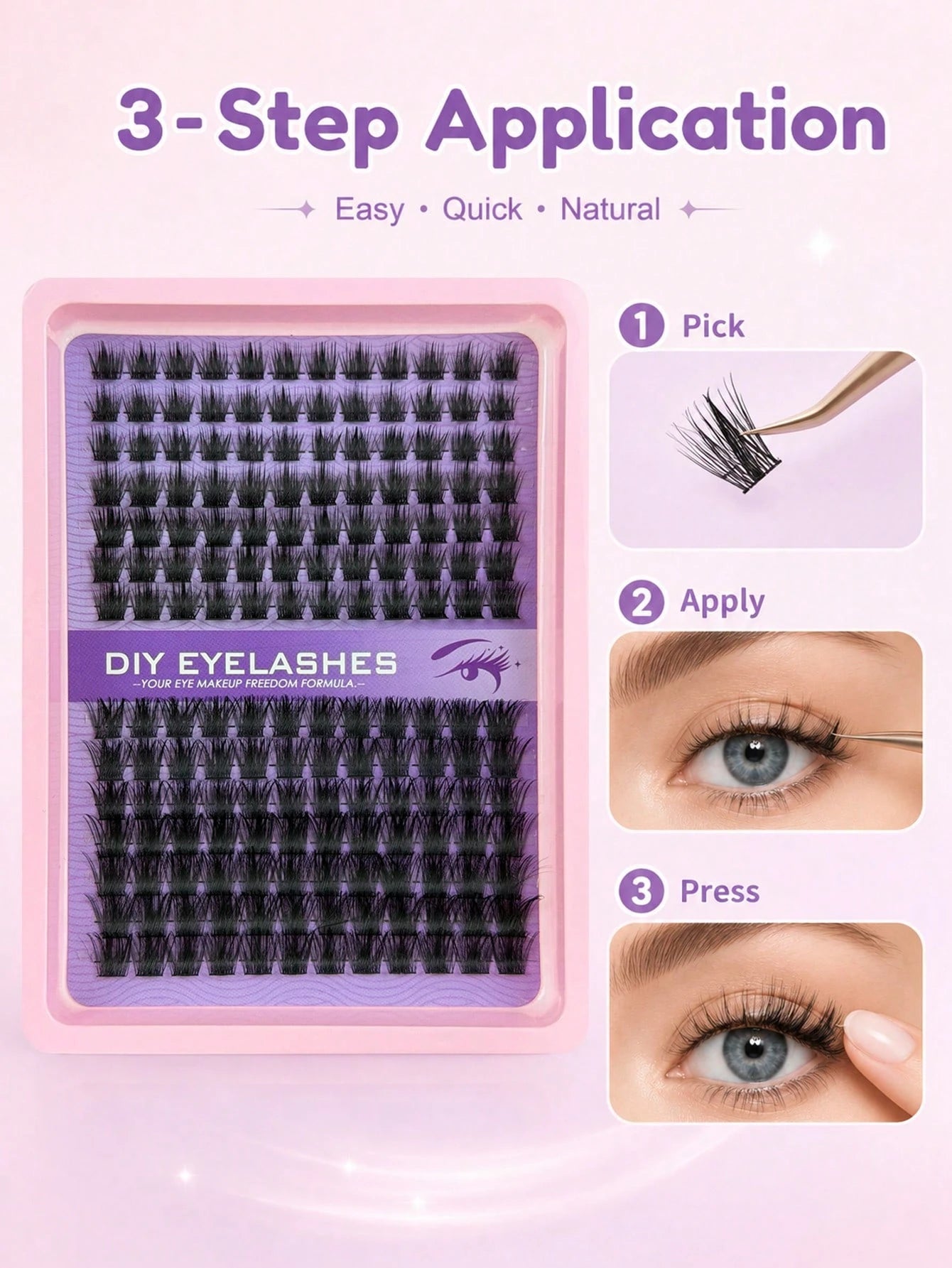 182pcs Lash Cluters Kit 10-16mm Fake Lashes Large Capacity Segmented Upper Eye Soft, Naturally Curled, Slender, Thick And Suitable For Daily Use