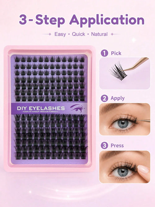 182pcs Lash Cluters Kit 10-16mm Fake Lashes Large Capacity Segmented Upper Eye Soft, Naturally Curled, Slender, Thick And Suitable For Daily Use