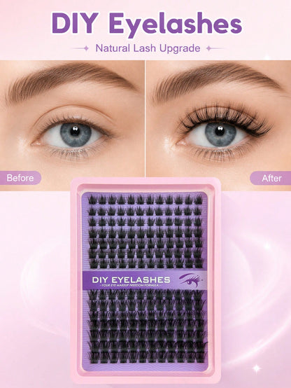 182pcs Lash Cluters Kit 10-16mm Fake Lashes Large Capacity Segmented Upper Eye Soft, Naturally Curled, Slender, Thick And Suitable For Daily Use