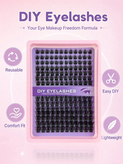 182pcs Lash Cluters Kit 10-16mm Fake Lashes Large Capacity Segmented Upper Eye Soft, Naturally Curled, Slender, Thick And Suitable For Daily Use