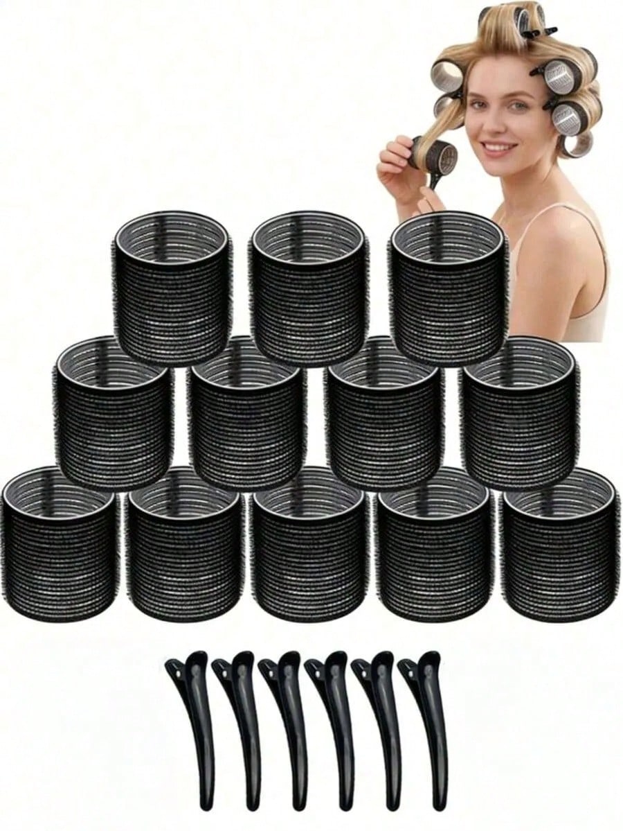 18pcs Super Large Curling Rollers With Clips, Self-Adhesive Hair Curlers Suitable For Long/Medium/Short Hair & Bangs, DIY Hair Curling Tool,Hair Curlers,Curly Hair Brush,Rollers,Curly Hair Products,Cu