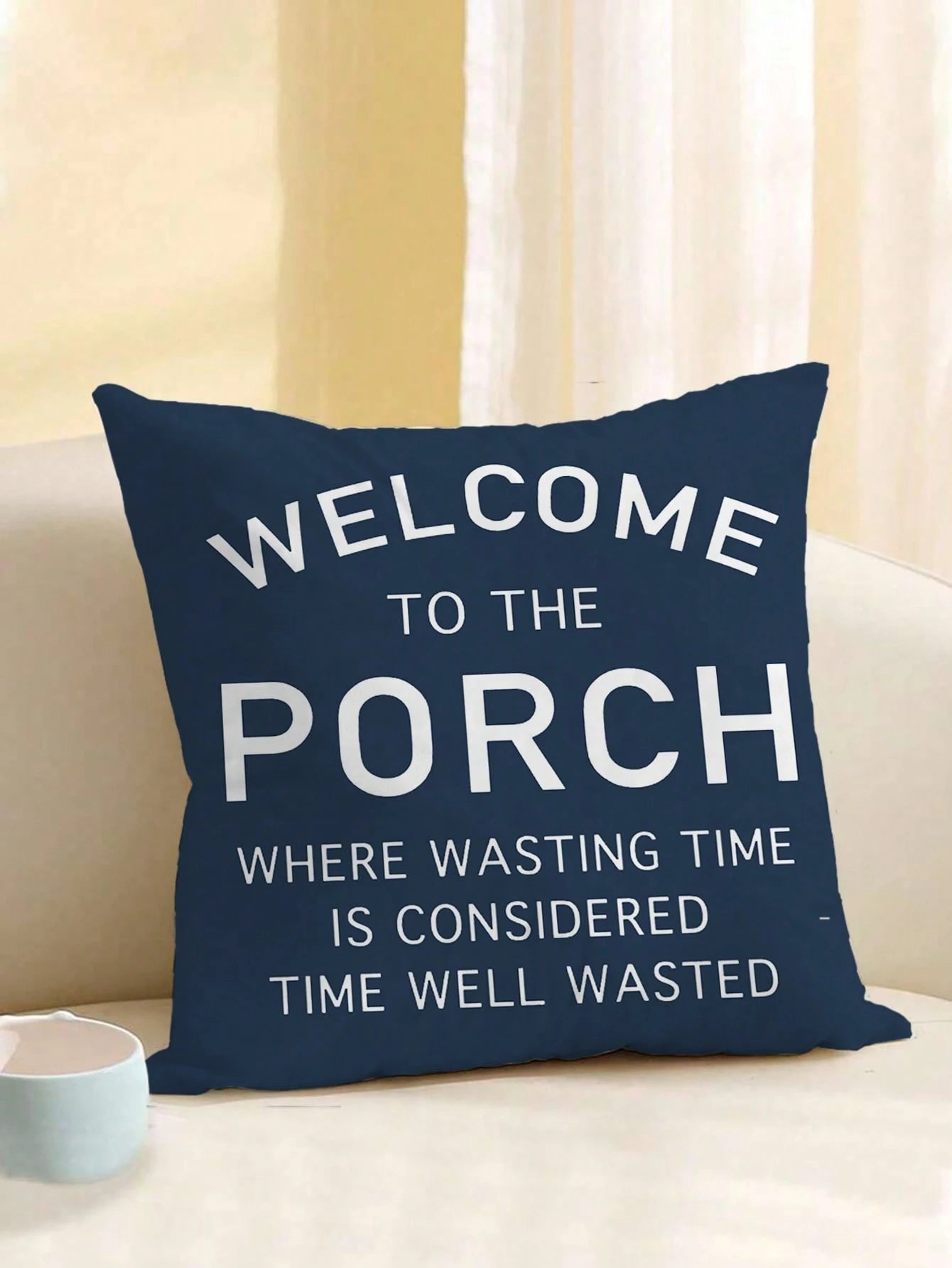 18x18 Inch Country Farmhouse Pillow Case 1pc "Welcome To The Porch" Polyester Cushion Cover With Zipper Closure, Machine Washable, Suitable For Porch, Patio, Sofa Or Chair Outdoor/Indoor Decoration (P