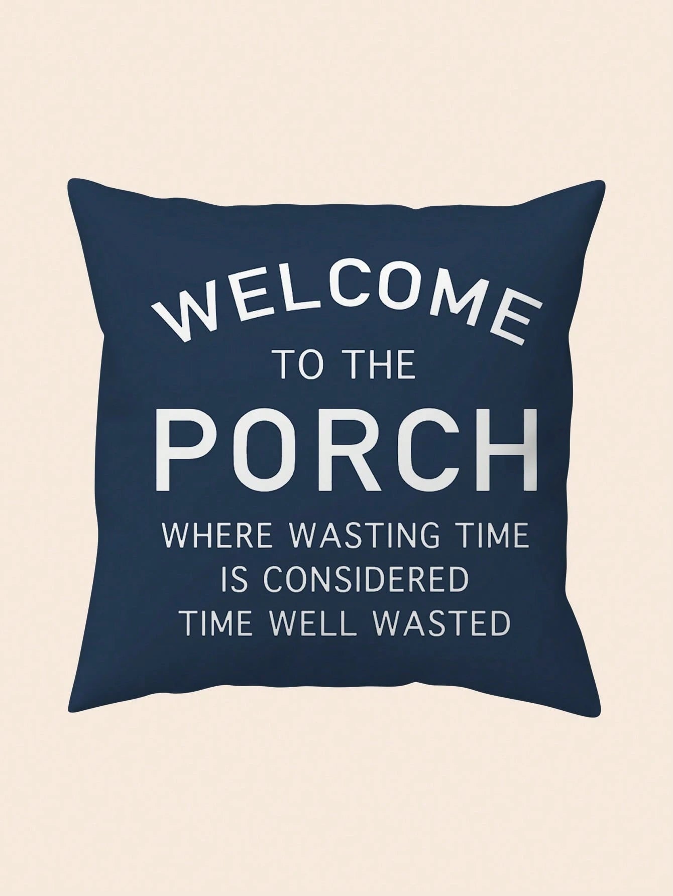 18x18 Inch Country Farmhouse Pillow Case 1pc "Welcome To The Porch" Polyester Cushion Cover With Zipper Closure, Machine Washable, Suitable For Porch, Patio, Sofa Or Chair Outdoor/Indoor Decoration (P
