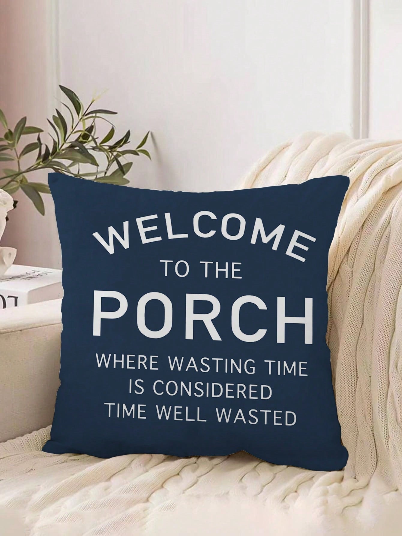 18x18 Inch Country Farmhouse Pillow Case 1pc "Welcome To The Porch" Polyester Cushion Cover With Zipper Closure, Machine Washable, Suitable For Porch, Patio, Sofa Or Chair Outdoor/Indoor Decoration (P