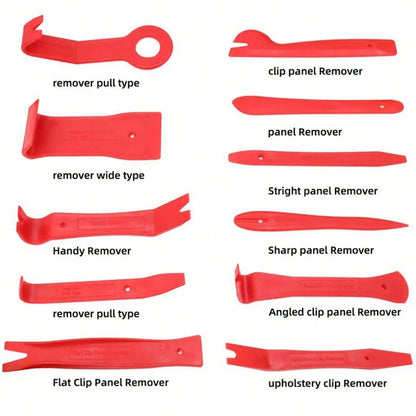 19Pcs Car Trim Removal Tool Set Hand Tools Pry Bar Panel Door Interior Clip Kit (RED)