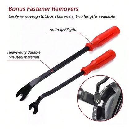 19Pcs Car Trim Removal Tool Set Hand Tools Pry Bar Panel Door Interior Clip Kit (RED)