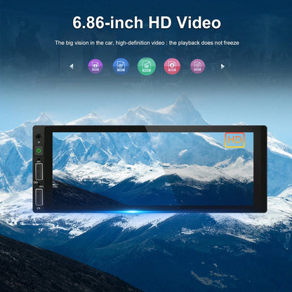 1DIN Car MP5 Player 6.86" HD Touch Screen Wireless Car Player &For Android Auto Car Stereo FM Radio Support TF/USB+ Rear View Camera