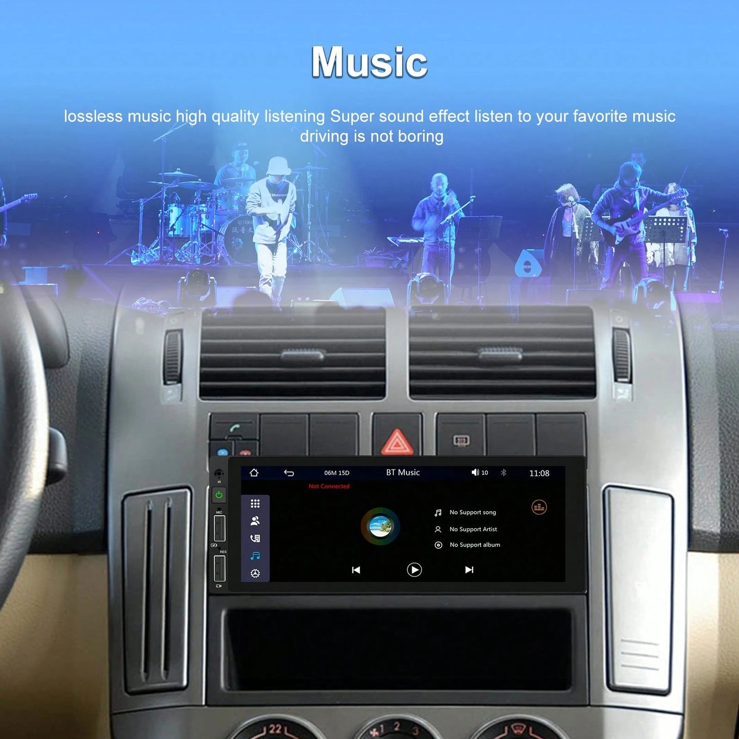 1DIN Car MP5 Player 6.86" HD Touch Screen Wireless Car Player &For Android Auto Car Stereo FM Radio Support TF/USB+ Rear View Camera