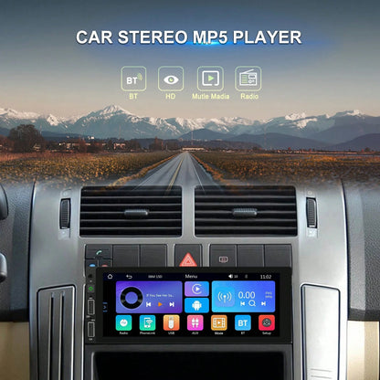1DIN Car MP5 Player 6.86" HD Touch Screen Wireless Car Player &For Android Auto Car Stereo FM Radio Support TF/USB+ Rear View Camera