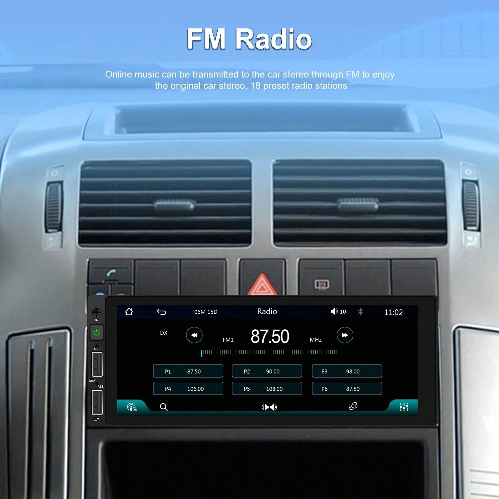 1DIN Car MP5 Player 6.86" HD Touch Screen Wireless Car Player &For Android Auto Car Stereo FM Radio Support TF/USB+ Rear View Camera