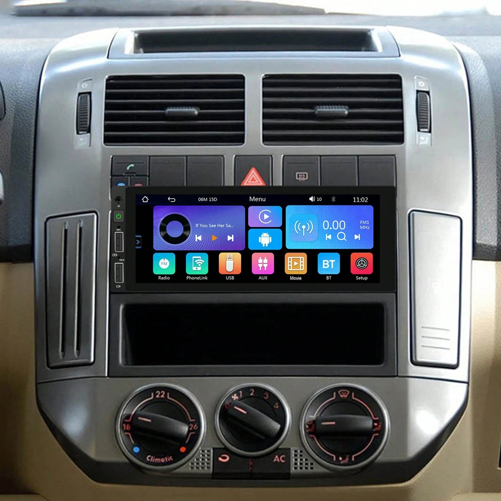 1DIN Car MP5 Player 6.86" HD Touch Screen Wireless Car Player &For Android Auto Car Stereo FM Radio Support TF/USB+ Rear View Camera