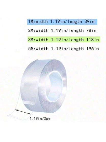 1pc 1/3/5m Nano Tape Double Sided Tape Transparent Reusable Waterproof Adhesive Tapes Monster Tape Reusable Wall Stickers Strong Sticky Glue Car Bathroom Kitchen Home Party Balloon Decoration Accessor