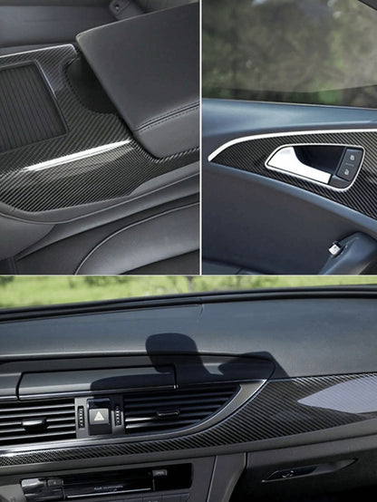1pc 10x152cm 7D Carbon Fiber Vinyl Film Car Sticker Glossy Car Interior Wrap Sticker Car Home Door Decals Protect Your More Cool DIY Paste