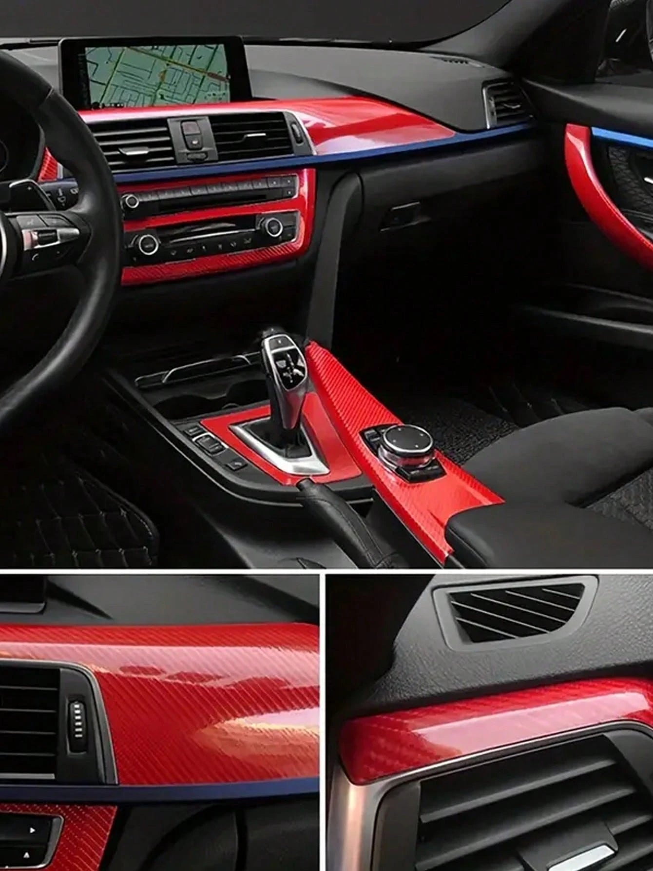 1pc 10x152cm 7D Carbon Fiber Vinyl Film Car Sticker Glossy Car Interior Wrap Sticker Car Home Door Decals Protect Your More Cool DIY Paste