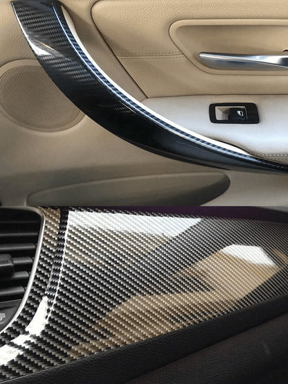 1pc 10x152cm 7D Carbon Fiber Vinyl Film Car Sticker Glossy Car Interior Wrap Sticker Car Home Door Decals Protect Your More Cool DIY Paste